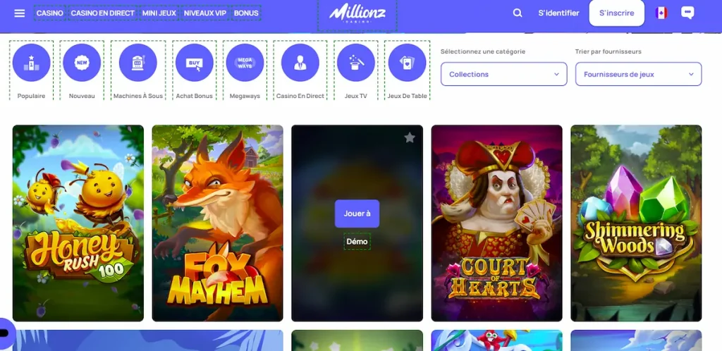 interface millionz casino
